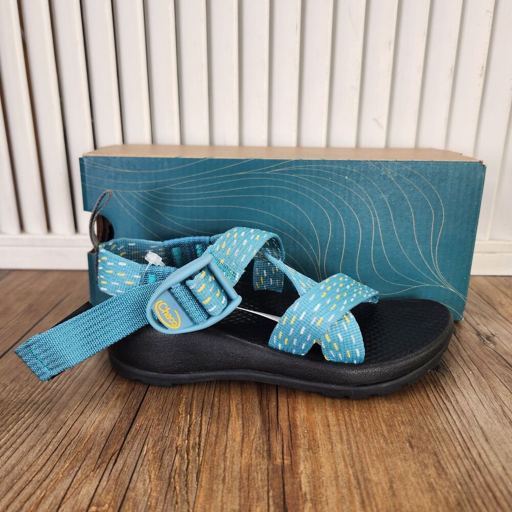 Chaco Z/1 Ecotread Kids 10 Clip Aqua Blue Hiking Beach Strappy Sandals JCH180352